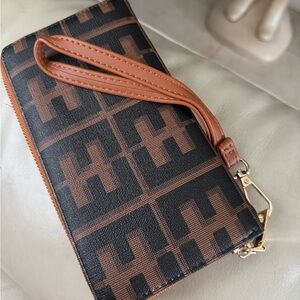 Brown and Black Patterned Wristlet